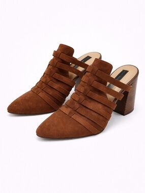 Steve Madden Brown Suede Strappy Block Heel Booties